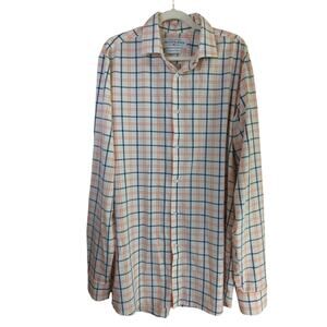 Mizzen Main Leeward Shirt Mens XL Tall White Plaid Slim Fit Button Down